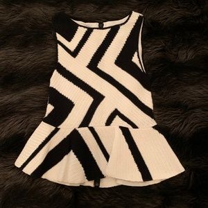 Alice & Olivia Knit Black and White Top